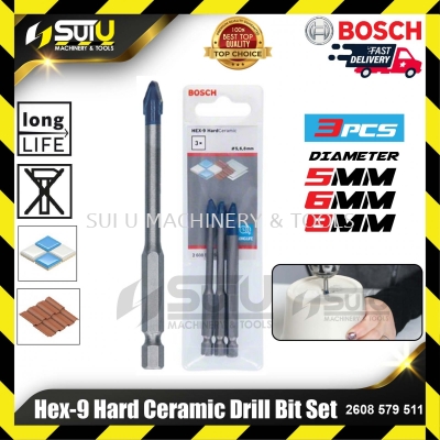 BOSCH 2608579511 3PCS Hex-9 Hard Ceramic Drill Bit Set (5/6/8mm)
