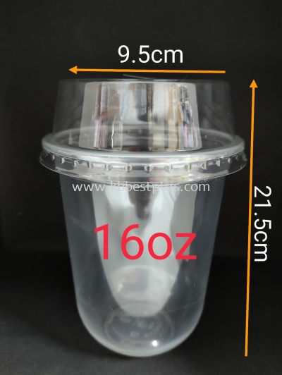 16oz U shape Plastic Cup Capsule With Unique Lid 50pcs+/-