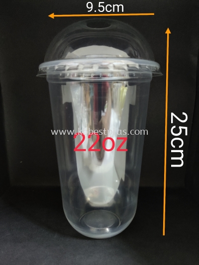 22oz U shape Plastic Cup Capsule With Dome Lid 100pcs+/-