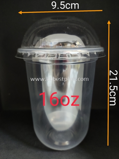 16oz U shape Plastic Cup Capsule With Dome Lid 100pcs+/-