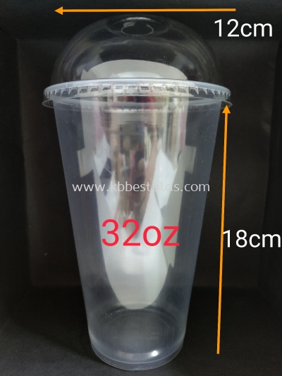 EC 32oz Plastic Cup + Dome Lid 50pcs+/-