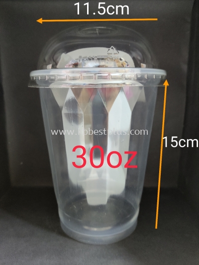 30oz Plastic Cup + Dome Lid 50pcs+/-