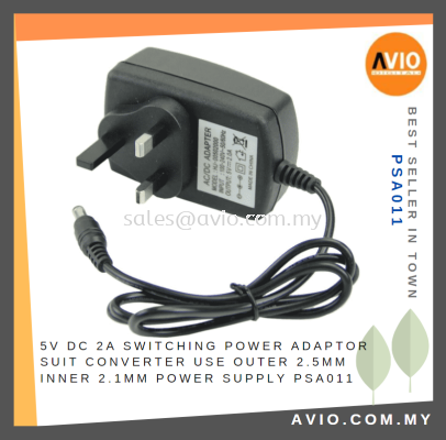 5V 2A DC Switching Power Adaptor Adapter UK Plug Cable Suit Converter use Outer 2.5mm Inner 2.1mm PSA011