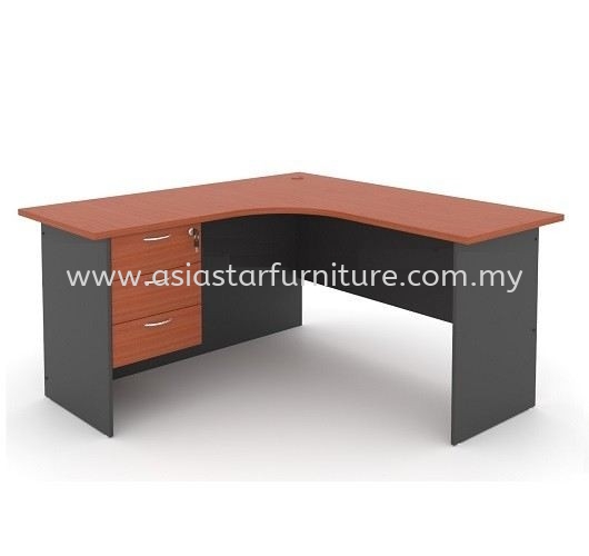 6' L Shape Office Table/Desk c/w Hanging Drawer (Color Cherry) - L shape table Bangsar | L shape table Bangsar South | L shape table Kerinchi