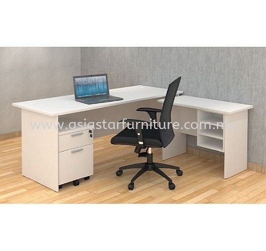 6' OFFICE TABLE C/W SIDE TABLE & MOBILE DRAWER 1D1F SET PACKAGE - office table set Taipan USJ | office table set Bandar Sunway | office table set Sunway Damansara