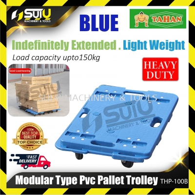 TAHAN THP-100 Heavy Duty Modular Type PVC Pallet Trolley Max.Load 150kg (Blue)