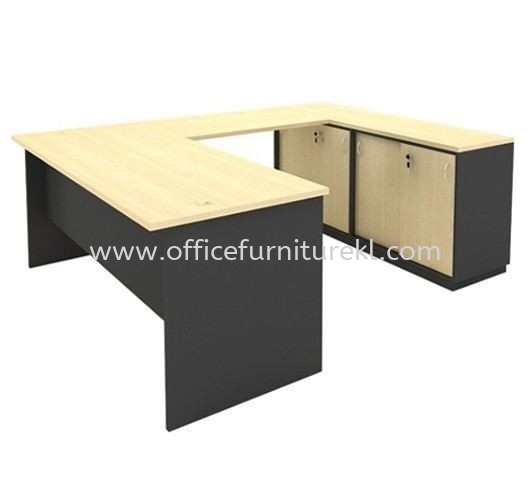 5' U SHAPE OFFICE TABLE C/W DUAL LOW CABINET SET AGT 157 (Color Maple & Dark Grey) - office table set Damansara Utama |  office table set Subang Business Centre | office table set Kuchai Lama | office table set Mid Year Sale