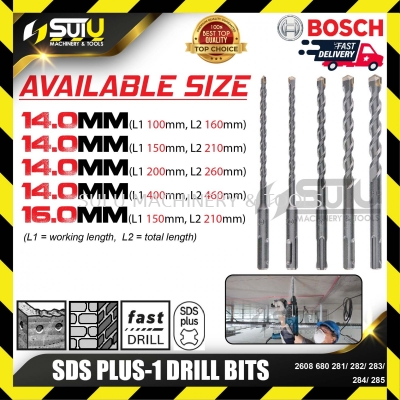 BOSCH 2608680281/ 282/ 283/ 284/ 285 SDS PLUS-1 Drill Bits (14.0-16.0mm)