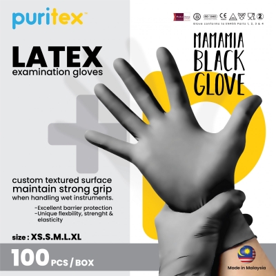 Latex Powder Free Mamma Mia Glove - Black