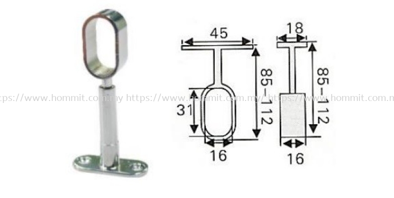 Oval Pipe Bracket (Center - Adjustable)