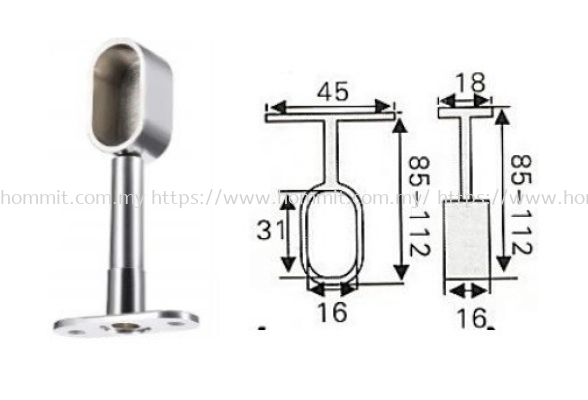 Oval Pipe Bracket (End - Adjustable)