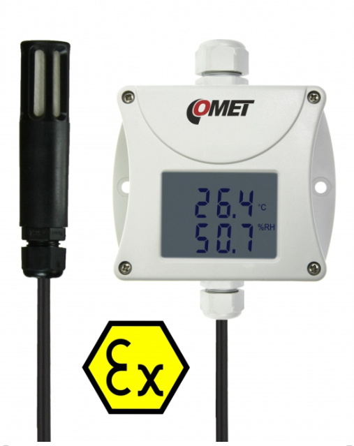 comet t3111ex intrinsically safe humidity and temperature transmitter with cable probe, output 4-20m