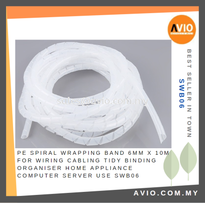 PE Spiral Wrapping Band 6mm x 10M for Wiring Cabling Tidy Binding Organizer Home Appliance Computer Server use SWB06