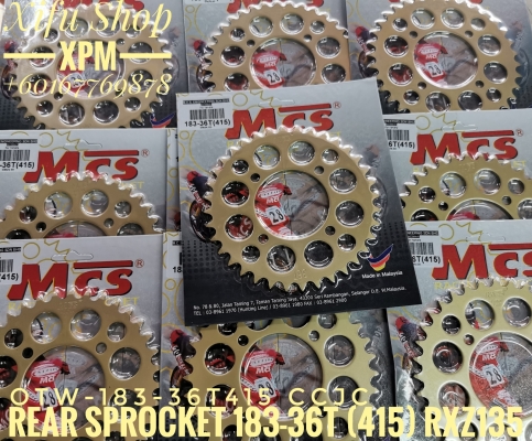 REAR SPROCKET 183-36T 415 RXZ135, LC135, Y125Z, Y100 OTW-183-36T CLE 