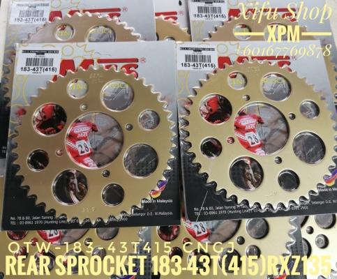 REAR SPROCKET 183-43T(415) RXZ135, LC135, Y125Z OTW-183-43T415 LENE