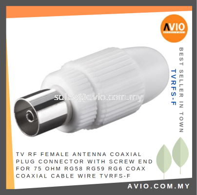 TV RF Female Antenna Coaxial Plug Connector with Screw End for 75 Ohm RG58 RG59 RG6 Coax Coaxial Cable Wire TVRFS-F