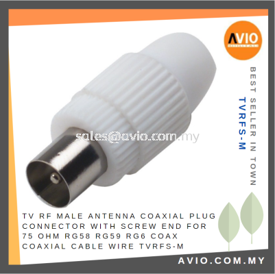 TV RF Male Antenna Coaxial Plug Connector with Screw End for 75 Ohm RG58 RG59 RG6 Coax Coaxial Cable Wire TVRFS-M