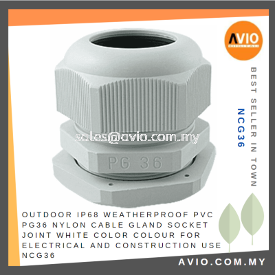 Outdoor Weatherproof PG36 PVC Nylon Cable Gland Socket Joint White Color Colour for Electrical and Construction NCG36