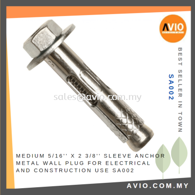 Medium 5/16'' X 2 3/8'' Sleeve Anchor Metal Wall Plug for Electrical and Construction use SA002