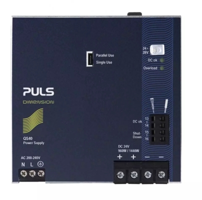 PULS QS40.244 DIN RAIL POWER SUPPLY INPUT: AC200-240V OUTPUT: 24VDC/960W/40A