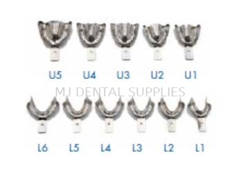 STAINLESS STEEL IMPRESSION TRAYS WITH RETENTION RIM FOR EDENTOLOUS FULL SET, BMS DENTAL