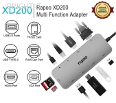 RAPOO XD200C USB-C MULTI FUNCTION ADAPTER 10 in 1 (VGA, HDMI, RJ45, SD CARD READER, USB 2.0-3.0 4-PORT)