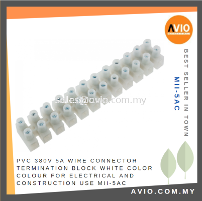 PVC 380V 5A Wire Connector Termination Block White Color Colour for Electrical and Construction use MII-5AC