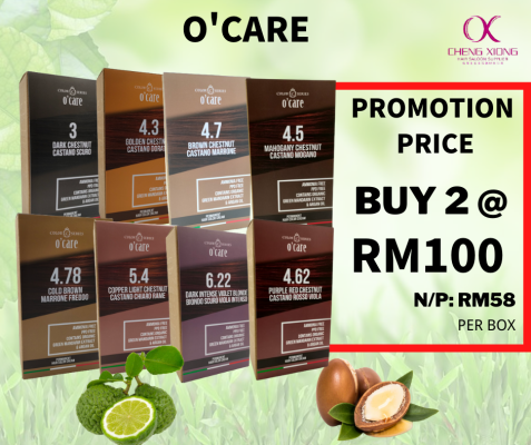 O'CARE AMMONIA &PPD FREE ORGANIC COLOUR 60ML+90ML (2 BOX ONLY RM 100)