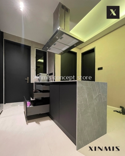 Matte Black Aluminium Kitchen - Nova Saujana