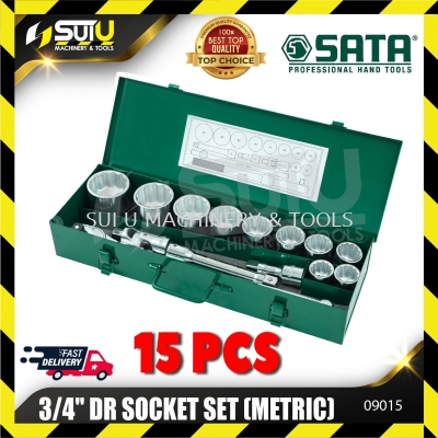 SATA 09015 Drive 12 Point Metric Socket Set 3/4" 15Pcs