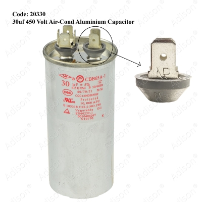 Code: 20330 30 uf 450 Volt Air-Cond Aluminium Capacitor