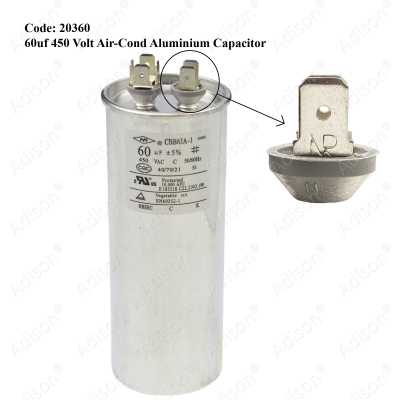 Code: 20360 60 uf 450 Volt Air-Cond Aluminium Capacitor