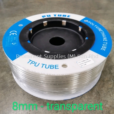 8mm PU Tubing - Transparent Color | 100 meters per roll | OD 8mm x ID 5mm | Drum Packing Type