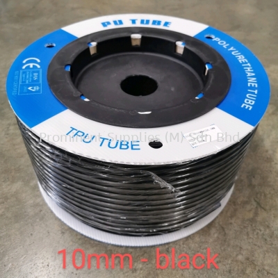 10mm PU Tubing - Black Color | 100 meters per roll | OD 10mm x ID 6.5mm | Drum Type Packing