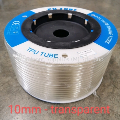 10mm PU Tubing - Transparent Color | 100 meters per roll | OD 10mm x ID 6.5mm | Drum Type Packing