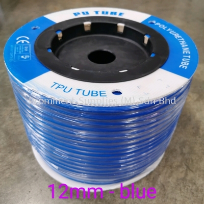 12mm PU Tubing - Blue Color | 100 meters per roll | OD 12mm x ID 8mm | Drum Type Packing