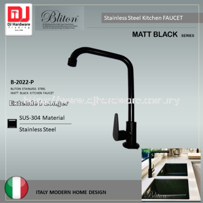 BLITON STAINLESS STEEL KITCHEN FAUCET ITALY ELEGANT DESIGN MATT BLACK SERIES EXTENDED LONGER SUS 304 B 2022 P (CTRIUMP)