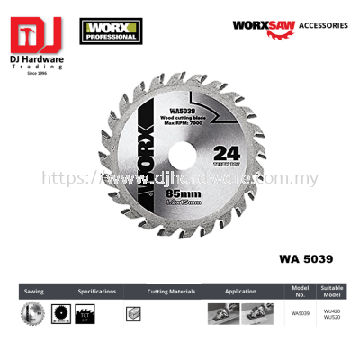 WORX SAW ACCESSORIES SAWING 85MM TCT24T WA5039 WU420 WU520 (WO)