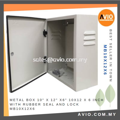 Metal Box 10'' X 12'' X 6" 10x12 x6 Inch IP56 with Rubber Seal & Rubber Key Lock & Back Metal Plate MB10X12X6