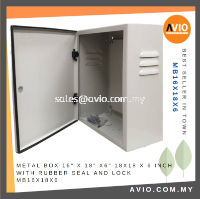 Metal Box 16'' X 18'' X 6" 16x18 x6 Inch IP56 with Rubber Seal & Rubber Key Lock & Back Metal Plate MB16X18X6