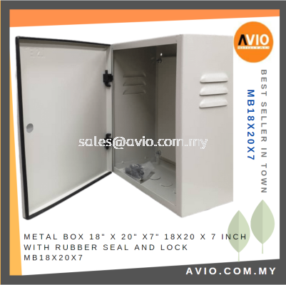 Metal Box 18'' X 20'' X 7" 18x20 x7 Inch IP56 with Rubber Seal & Rubber Key Lock & Back Metal Plate MB18X20X7