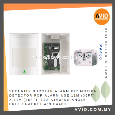 Security Burglar Alarm PIR Motion Detector Sensor 11m x 11m ; 110' Viewing Angle Free Bracket 469 PA400