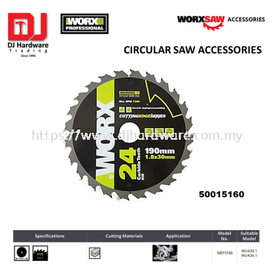 WORX CIRCULAR SAW ACCESSORIES SAWING 190MM HW24CT 50015160 WU430.1 WU434.1 (WO)