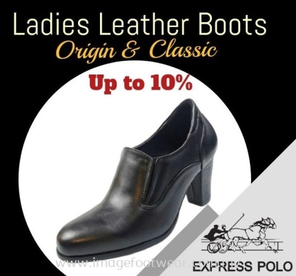 EXPRESS POLO Full Leather 2.5inch Ladies Boots-LL-90441-BLACK Colour