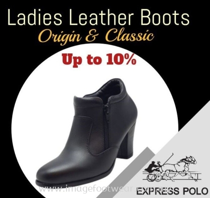 EXPRESS POLO Full Leather 3inch Ladies Boots- LL-90437- BLACK Colour
