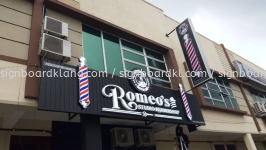 romeos barbeshop aluminium ceiling trism casing 3d led frontlit lettering logo signage signboard at klang kuala lumpur shah alam puchong keping subang