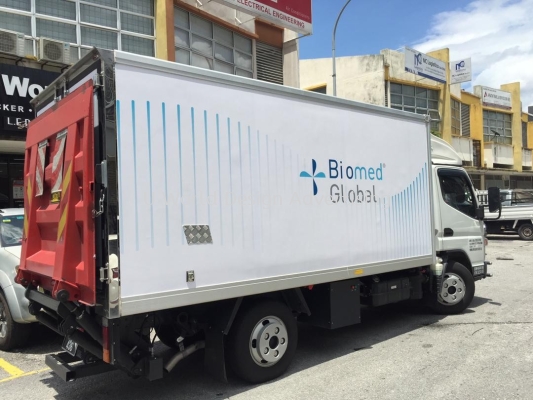 BIOMED GLOBAL INKJET UV WRAPPING LORRY BODY STICKER AT KLANG SELANGOR