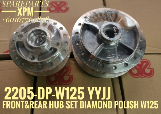 FRONT & REAR HUB SET DIAMOND POLISH WAVE 125 2205-DP-W125 GCEG