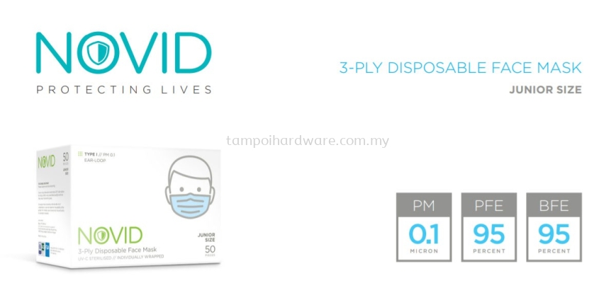 NOVID 3-Ply Disposable Face Mask (Junior Size)