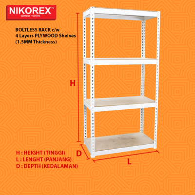  BOLTLESS RACK (1.5MM Thickness) c/w 4 Layers Shelves